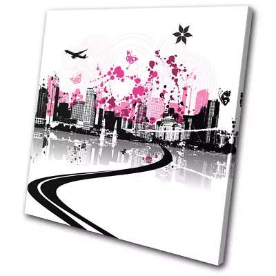 Abstract Floral Vector City SINGLE CANVAS WALL ART Picture Print • $69.99