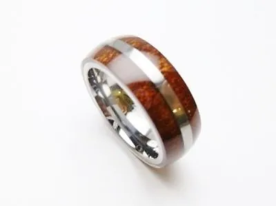 Hawaiian Men's Koa Wood Setting Tungsten Wedding Ring Band 8mm Ring  #37102-4  • $22.99