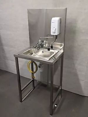 Hand Wash Sink Station Freestanding Stainless Steel Hot And Cold Water Basin • £299.99