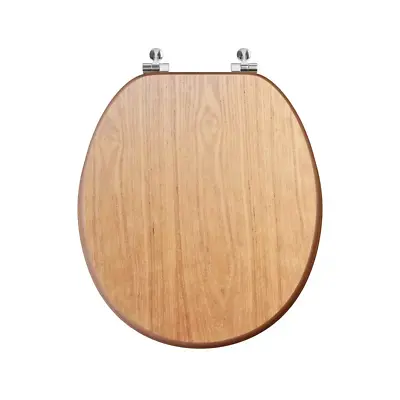 Decorative Wood Round Closed Front Toilet Seat With Cover & Hinge Dark Brown Oak • $58.15