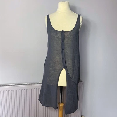 £29.99 • Buy Crea Concept Long Vest Waistcoat Size S M Grey Linen Knit