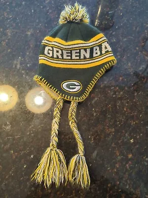 Green Bay Packers Winter Pom Pom Hat One Size Green Football Baby Toddler NFL • $7.50