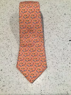 Vineyard Vines Martha's Vineyard Boys Tie Orange Fish 100% Silk Made In USA 48x3 • $19.95