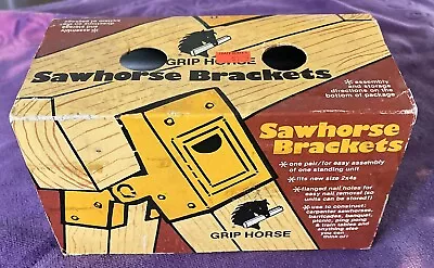 Vintage Sawhorse Brackets Grip Horse Rust Resistant Finish Fits 2x4's • $11.50