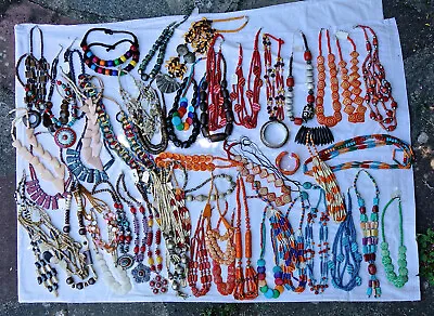 Large Job Lot Of Costume Jewellery - Colourful Tibetan Necklaces And Bracelets • £65