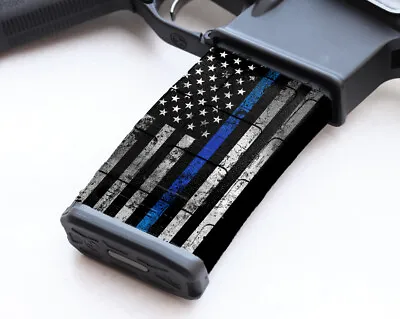 Magazine Wrap BLUE LINE VERT AR Vinyl Skin 5.56 .223 Airsoft ARM30-1004 • $12.99