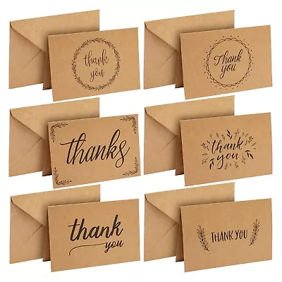 36 Pack Rustic Kraft Paper Material Thank You Cards With Envelopes 4 X 6 In • $16.99
