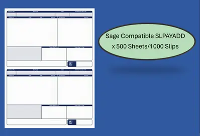 Sage (SLPAYADD) Compatible A4 Address Pay Advice Slips 1000's/500 Pages • £22.99