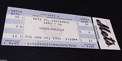 NY Mets 1998 Ticket Stub Full Unused Shea Stadium Ticket Vs Cardinals Non Ripped • $9.95