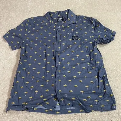 Mambo Button Shirt Adult Size Large L Blue Grey Short Sleeve Casual Hawaii Tree • $15.93