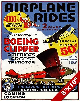 Vintage 1930’s Airplane Rides Circus Advertisement Poster Art Real Canvas Print • $14.99