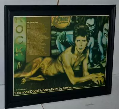 $34.99 • Buy David Bowie 1974 Diamond Dogs Concert Tour Promotional Framed Poster / Ad
