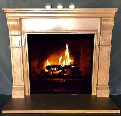 Marble Fireplace Mantle Simple Fireplace Stone Surround Sienna Bruciada Mantel • $2890