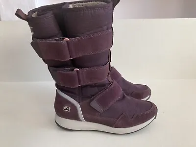 Clarks Winter Snow Boots Faux Fur Sherpa Lined Calf Adjustable Purple Size 4 D • £19.99