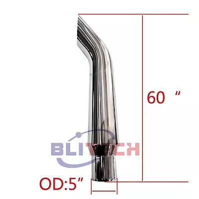 6 -5  OD X 60  Chrome  Bull Truck Exhaust Horn Chrome Stack Pipe • $189.99