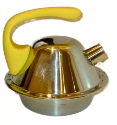 Vintage IKEA Stainless Steel Yellow UFO Turtle Tea Kettle • $17.50