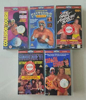 Lot Of 5 Vintage 80s-90s Wrestling Videos WCW VHS Tapes (WWE WWF) Untested Bulk • $100