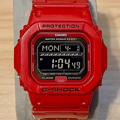 Casio G-Shock GLS-5600L-4 G-Lide Leather Band Red Negative Square Digital Watch • $79.99