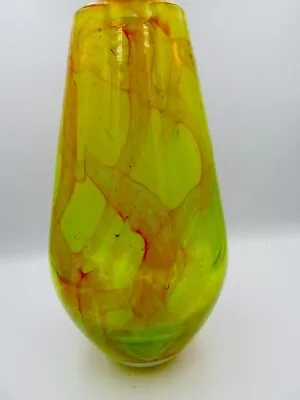 Vintage Mdina Glass Tear Drop Vase Orange Yellow Rarer Colour • £27