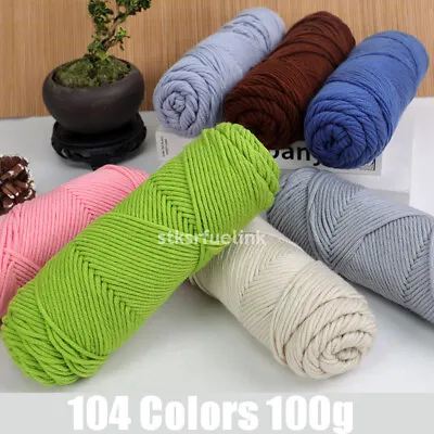 100g Knitting Yarn 8Ply Super Soft Milk Cotton Multi Color Craft Polyester • $2.99