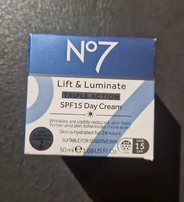 No7 Lift & Luminate Triple Action SPF 15 Day Cream - 50ml (Brand New Unopened) • £14.50