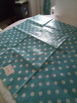 Oil Cloth. Pale Blue With White 16mm Spots. Medium Weight. 65x90cms • £2.17