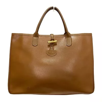 Auth LONGCHAMP Roseau - Brown Leather Tote Bag • $97