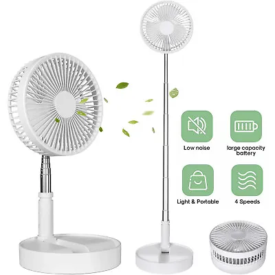 $33.91 • Buy Foldaway Stand Fan USB Rechargeable Fan Portable Fan Desk Table Standing Air Fan