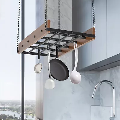 Kitchen Hanging Pot Pan Holder Hanger Iron Rack Cookware Organizer Storage Shelf • $41