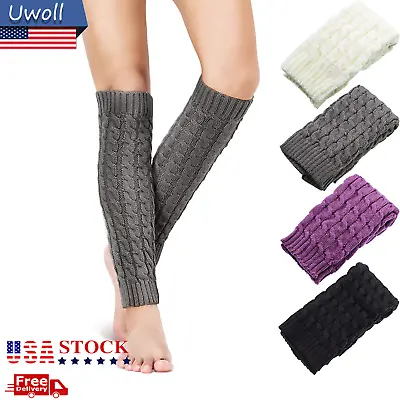 Women Winter Warm Crochet Leg Warmers Cable Knit Ladies Knitted Socks Leggings • $7.43