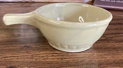 Mt Clemens McCoy Open Individual Soup Bowl Handled USA Vintage Pottery Green • $12.50