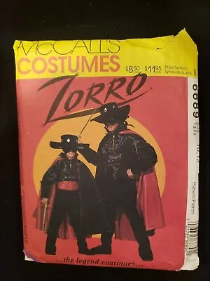 McCalls 6689 Vintage ZORRO Costume Boys 10/12 • $10