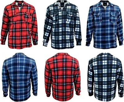 Men’s Padded Work Shirts Quilted Thick Fleece Lumberjack Fur Check Shirt  Coat • £14.99