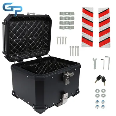 Black  Motorcycle 45L Rear Tour Tail Box Scooter Luggage Storage Trunk Top Case • $104.01