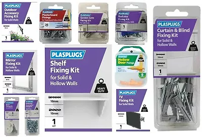 £3.95 • Buy Plasterboard Fixings Plugs Plasplug Wall Raw Drywall Strong Screw TV Shelf Basin