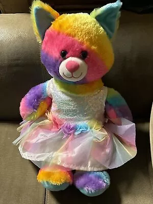 BABW Build A Bear Cat Kitten Kitty Rainbow Multicolor Plush Stuffed Animal • $10.80