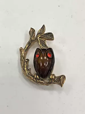 Vintage Signed Emmons Owl On Branch Gold Toned Broach/Pin • $12.99