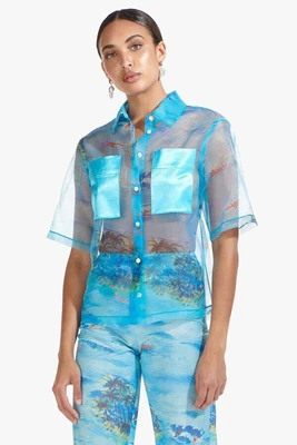 $93.49 • Buy STAUD Cayman Organza Shirt - Blue Island, Small