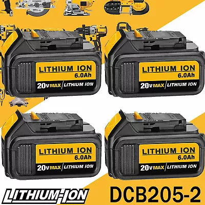 1-4Pack For DeWalt 20V 20 Volt Max XR 5.0/6.0AH Lithium Battery DCB206-2 DCB205 • $26