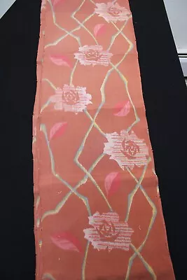 F-347 Antique Silk Meisen Kimono Fabric - Abstract Rose  - 13  X 59  • $11.99