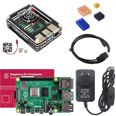 Raspberry Pi 4 Model B 2GB 4GB 8GB Kit Board Power Supply Case Fan Heatsink HDMI • $213.95