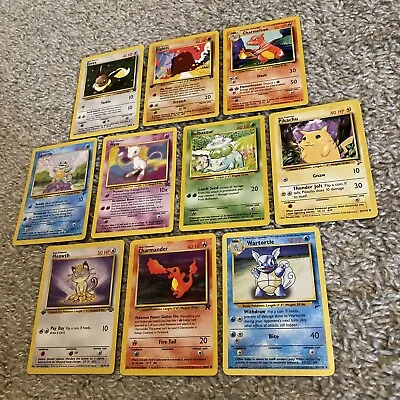 $39.95 • Buy Lot Of 10 Vintage 1999 Pokemon Cards Starters 1st Editions, Promo Cards