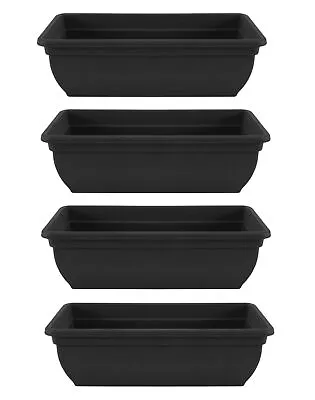 4 Black Trough Plant Pot Plastic Winchester Bel Garden Flower Patio Planter 60cm • £14.99