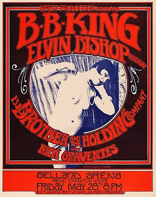 BB King - Elvin Bishop - Big Brother & The Holding Company - 1971 Concert Poster • $14.99