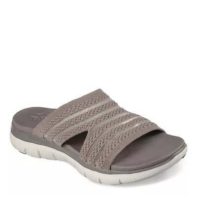 Skechers FLEX APPEAL 2.5-RIGHT SHEER Womens Taupe 119270/TPE Vegan Slides • $19.99