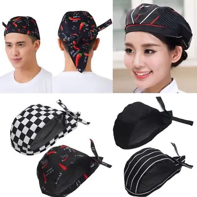 Adult Adjustable Chef Hat Mesh Kitchen Cooking Hat Restaurant Chef Skull Cap✨ • £3