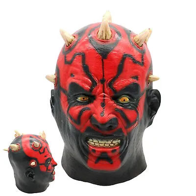 Scary Darth Maul Mask Creepy Halloween Devil Latex Full Head Cover Headgear UK • £24.98