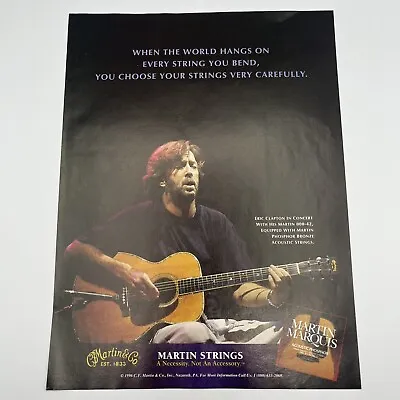 Eric Clapton Martin Strings 1996 Vtg Print Ad 8X11  Clapton Playing Guitar • $8.15