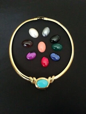 $35 • Buy JOAN RIVERS Classic Interchangeable Oval Faux Gemstone Omega Collar Necklace 
