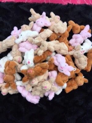 £6.99 • Buy MINIATURE TINY SMALL JOINTED 6cm TALL FLUFFY CREAM & BROWN BUNNY RABBIT